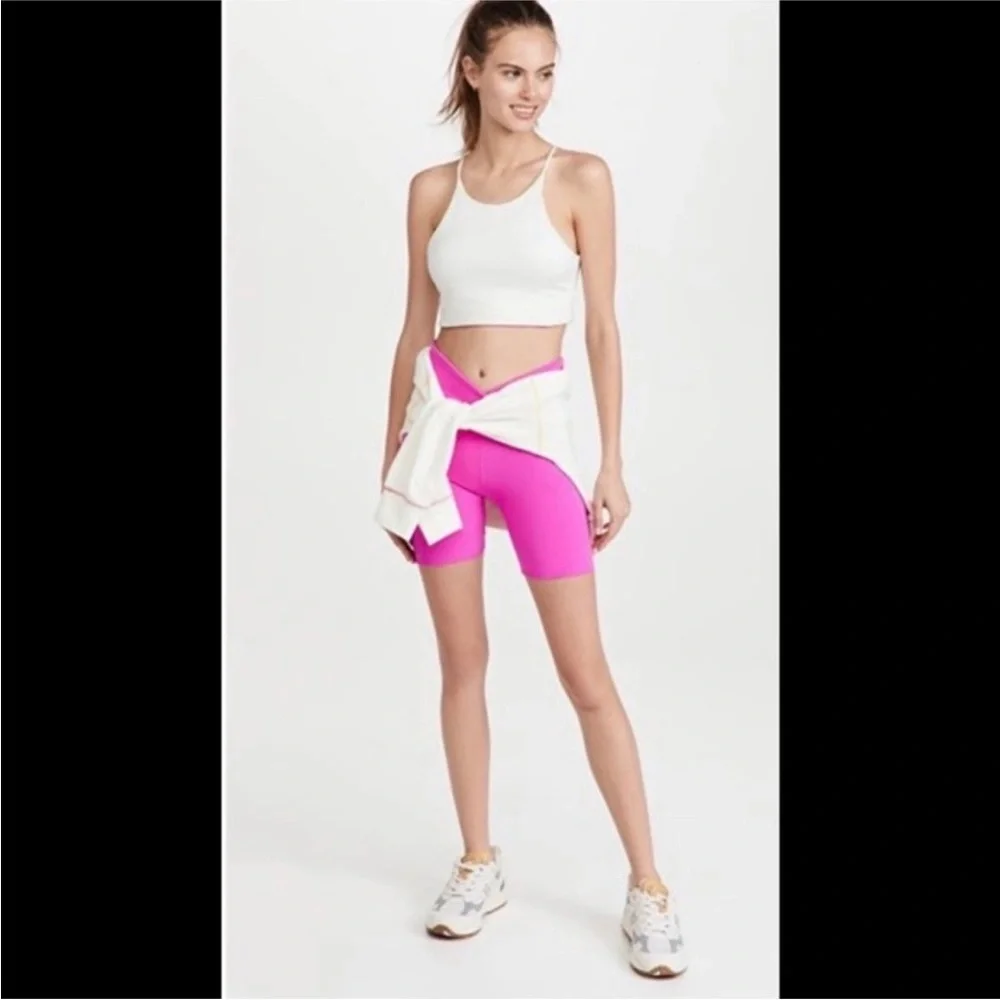 FREE PEOPLE MOVEMENT PINK CROSS WAIST BLAZE IT BIKE SHORTS